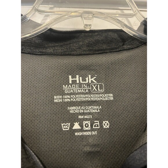 Huk Fishing Hoodie T-shirt Mens Size XL Gray Pullover 1/4 Zip Thin Performance - Picture 2 of 5